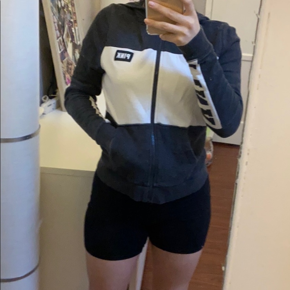 Pink zip up sweater